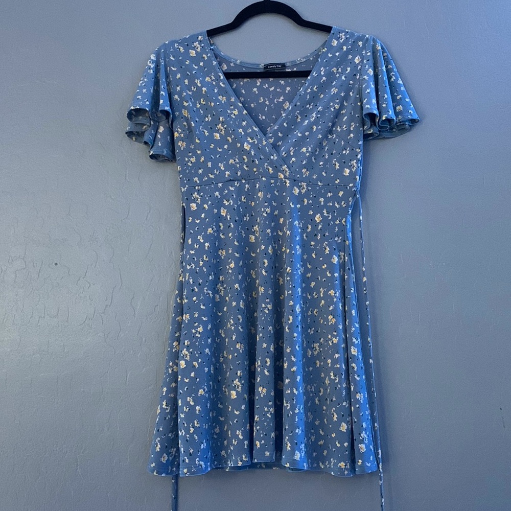 Blue short free people floral dress
